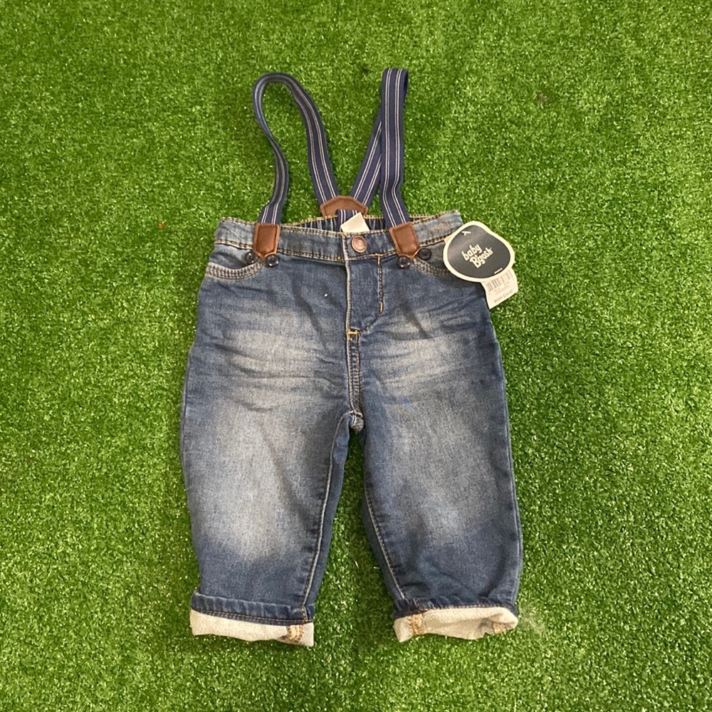 Baby B’gosh blue jeans with suspenders attached
